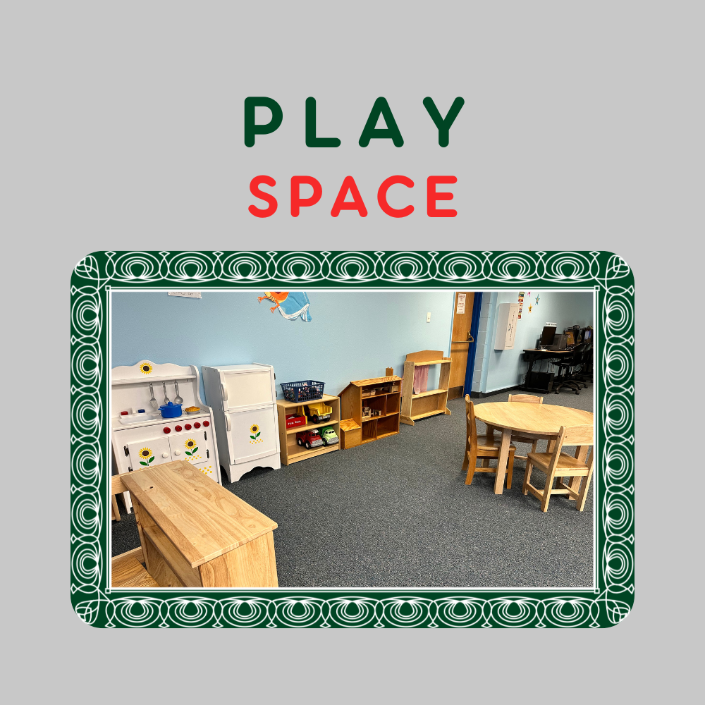 Play Space image with a picture of some of the toys in the children's area