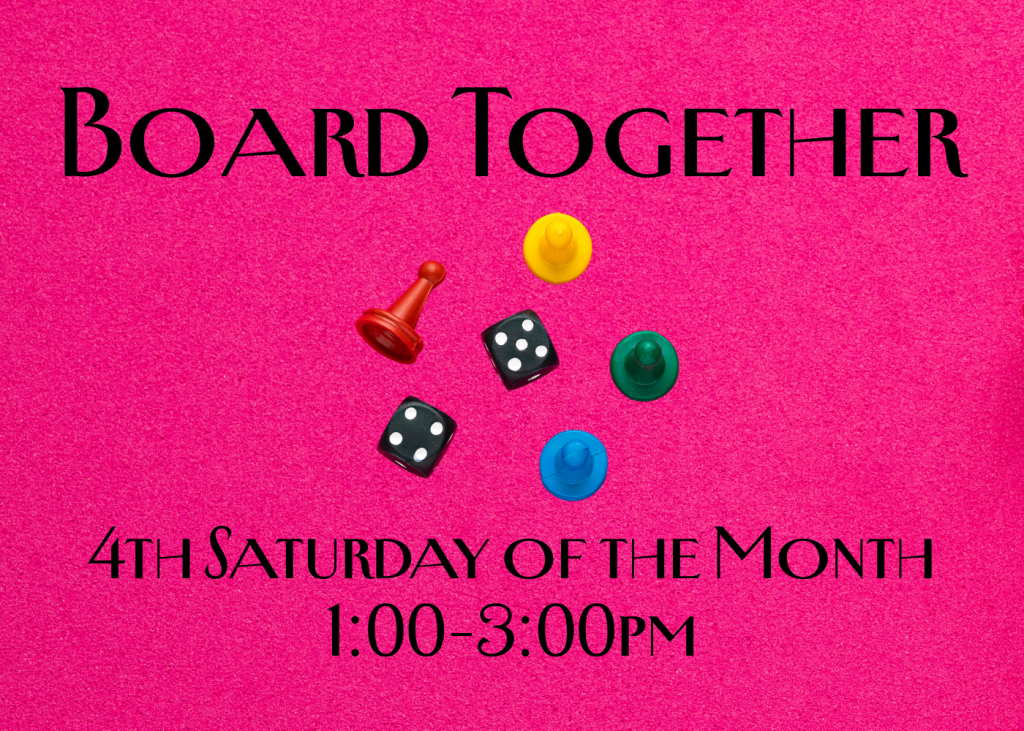 Board Together image with dice and conical game pieces in the middle