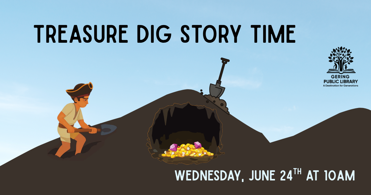 A pirate digging on a hill. Treasure can be seen under the hill.